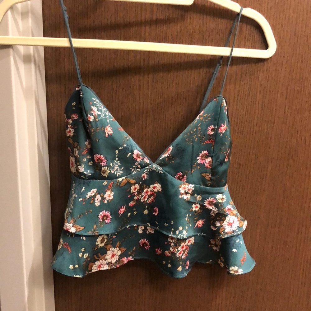 GREEN/PINK FLOWER TANK TOP